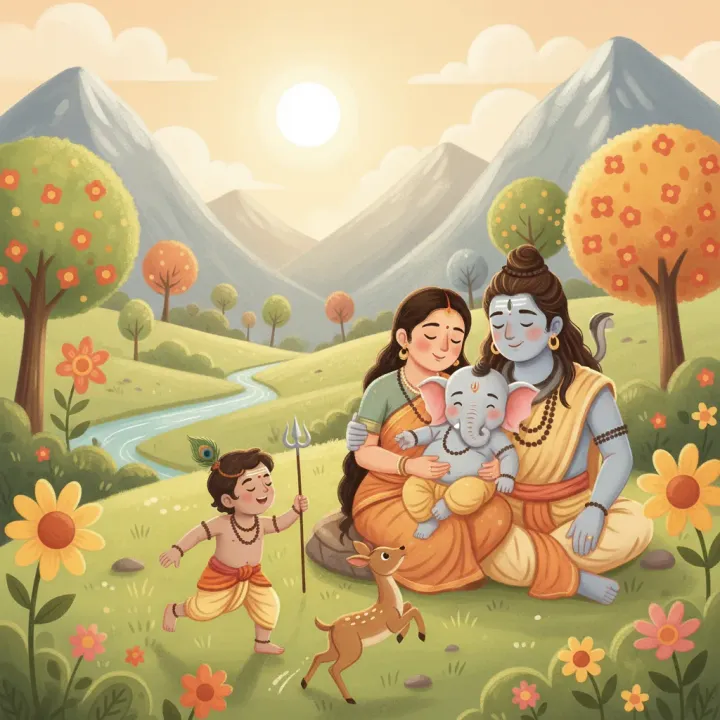 An illustrated page from the Baal Ganesha story